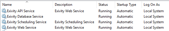 Windows Services with Exivity version 3.0.0 and =&lt; 3.4.3 